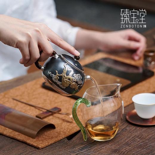 臻宝堂银壶999纯银泡茶壶纯手工浮雕飞龙茶壶铁包银壶文旦壶茶具飞龙在天文旦铁包银壶200ml 商品图5