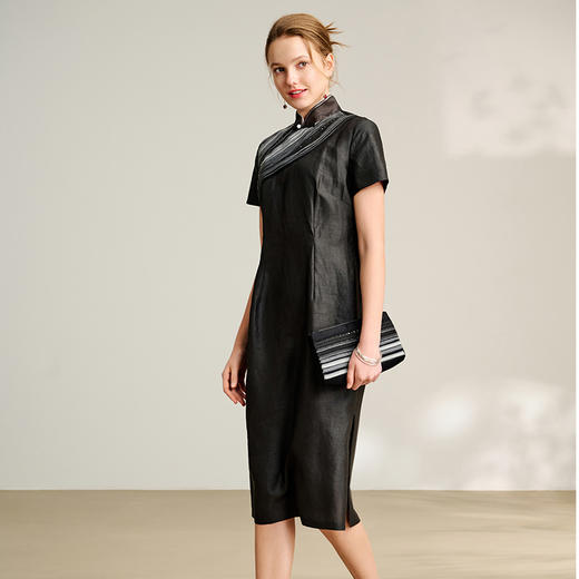 TANGY Collection天意商场款民族风复古立领连衣裙L252813 商品图3