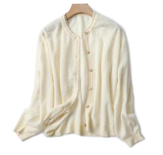 小香风钉珍珠羊冰丝提花针织开衫 商品图11