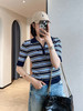 之禾同款复古撞色定位条纹莱赛尔精纺POLO衫短袖针织衫 商品缩略图4