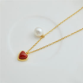 Pearl moments南红 黑玛瑙/黑贝母/南红小心心天然淡水珍珠项链【该商品不支持用券】