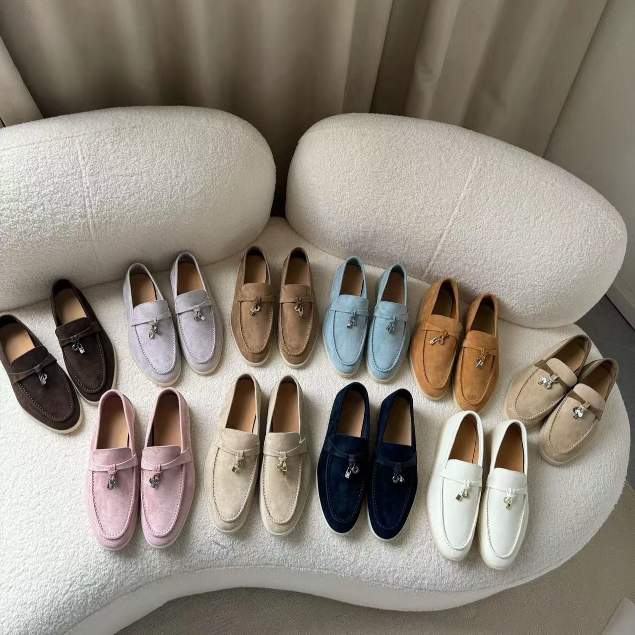 【清仓，不退不换】LP 锁扣款经典乐福鞋 皮面和绒面两种面料，男女同款