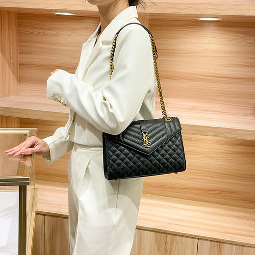 丁摩 牛皮链条菱格腋下单肩包新款欧美大牌时尚行包包百搭斜挎小包5ZF-4212 商品图2