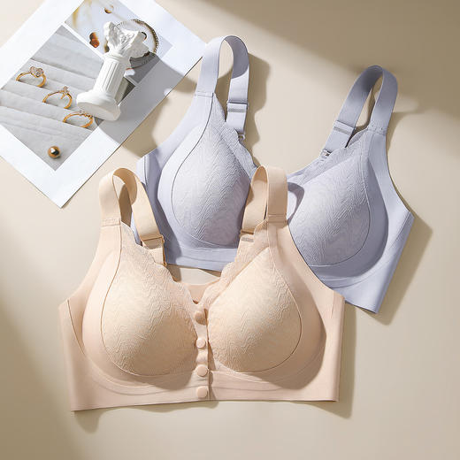 【提拉防垂】时尚蕾丝前开扣中老年妈妈背心式内衣女全包稳承托沧海明珠 商品图1