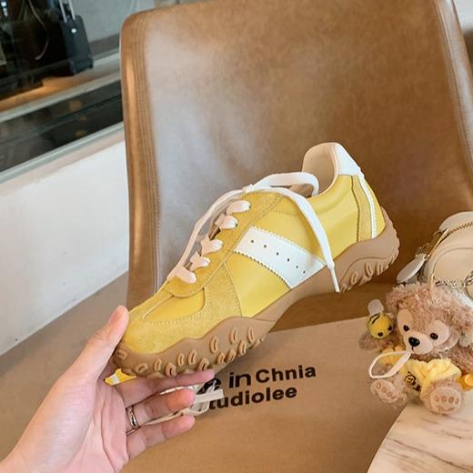 真皮7cm内增高！2025拼色圆头厚底德训鞋女新款休闲运动鞋阿甘鞋！ 商品图1