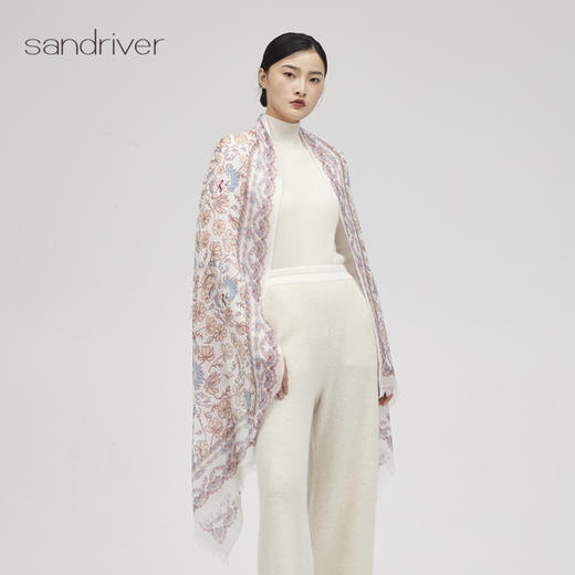 “吉祥狮”“水溶性羊绒印花围巾SJF96P758N 商品图1