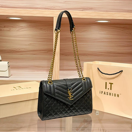 丁摩 牛皮链条菱格腋下单肩包新款欧美大牌时尚行包包百搭斜挎小包5ZF-4212 商品图0