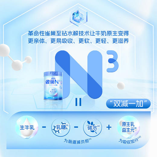 雀巢金雀巢N3亲体奶全脂牛奶粉原生乳益生元0蔗糖350g独立装 商品图1