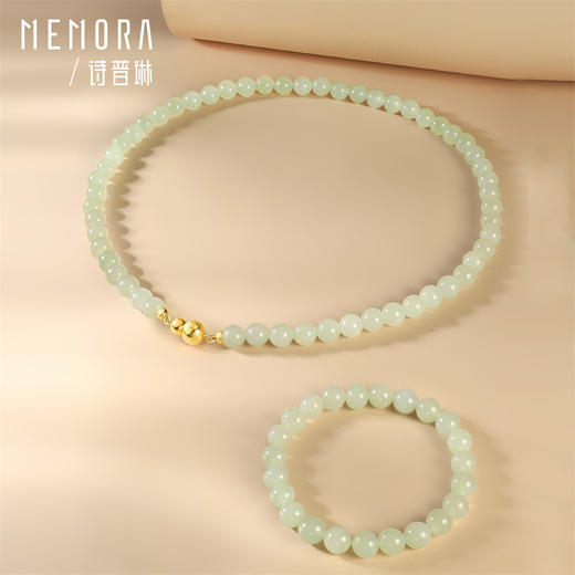 【新品首发】福运套装 葫芦珍珠项链 福禄和田玉项链银S925珍珠链女士礼物MEMORA诗普琳ZN216505（一口价） 商品图8