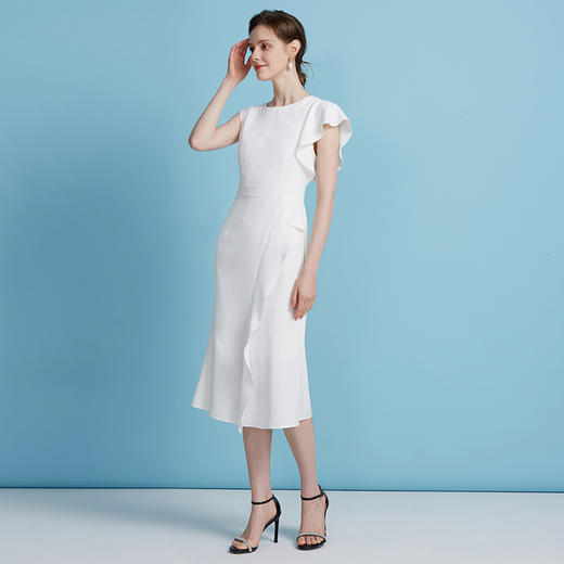 【荷叶边拼接鱼尾裙】EITIE爱特爱不对称设计优雅法式多色连衣裙B2507654 商品图7