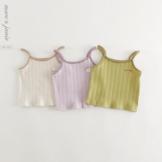 马克珍妮女童夏日透气弹力背心吊带宝宝上衣2025年夏装新款550736 商品图0
