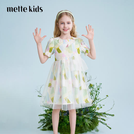 mettekids儿童连衣裙2025夏季新款女童甜美碎花网纱裙中大童裙子 商品图0
