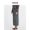 VIMAGE纬漫纪秋季新款牛仔裙中长款女包臀开叉高腰半身裙V2006608 商品缩略图5