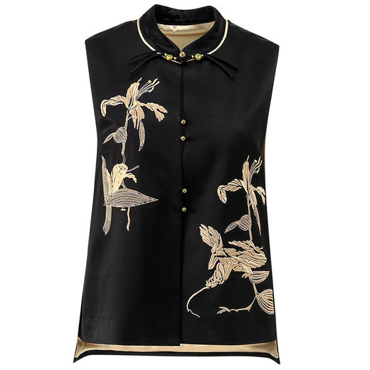 丁摩 春秋新中式国风盘扣刺绣马甲女高级感百搭醋酸马夹外套5ZF-8286 商品图4