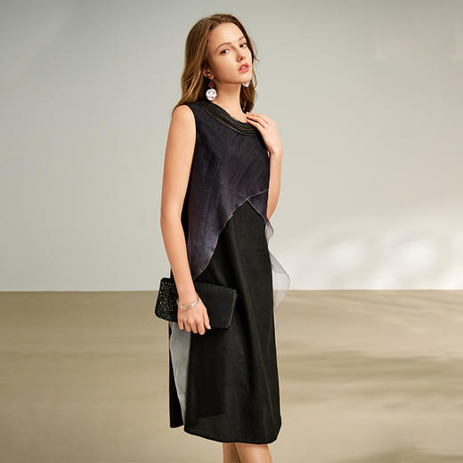 TANGY Collection/2025天意精品商场同款中国风拼接连衣裙L252827 商品图3