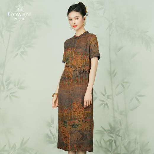 【香榭丽大道】【香云纱】乔万尼24mm真丝连衣裙重磅桑蚕丝古典立领EM2E780 商品图2