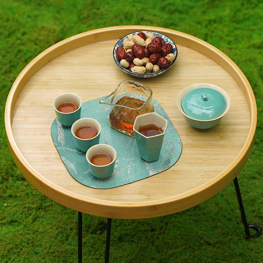 竹小茶丨原竹弯曲折叠竹几 直径450*高415mm 茶盘茶具茶道 不含茶具 商品图5