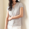 【2026夏季】天丝亚麻・V领纽扣T恤 莱赛尔针织亲肤透气凉感干爽吸湿 微落肩短袖上衣打底衫开衫 商品缩略图2