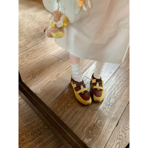 羊皮版韩版魔术贴玛丽珍鞋！2025新款女款拼色休闲芭蕾鞋小众内增高平底单鞋！ 商品图3