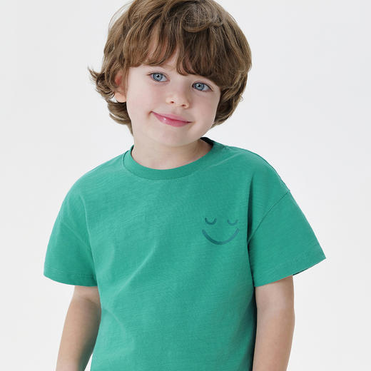 马克珍妮夏装新款 男童竹节棉笑脸印花短袖T恤230853/550907 商品图3