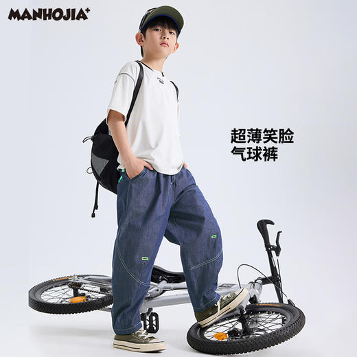 漫画家【酷酷笑脸裤】夏季薄款不褪色牛仔笑脸气球裤牛仔长裤夏 商品图1