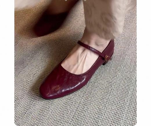 水洗牛皮超软真皮手工鞋子！2025平底单鞋女复古风低跟一字带玛丽珍鞋！ 商品图1