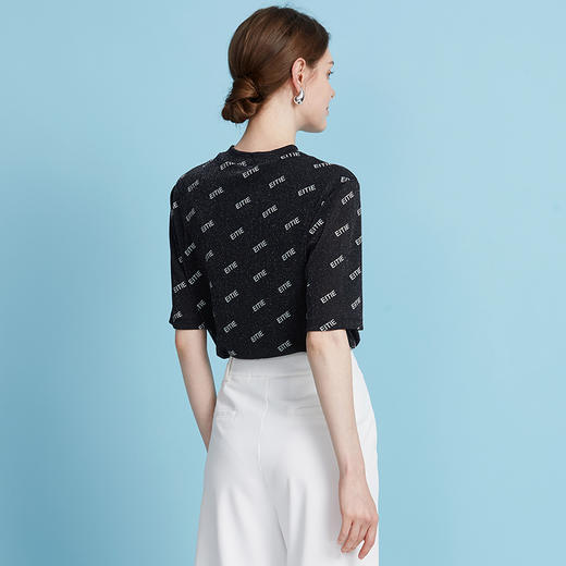 EITIE爱特爱精致细闪短袖套头衫时尚显瘦圆领上衣2025夏季新款B2513626 商品图4