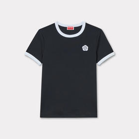 KENZO 高田贤三 女士“博克花2.0”刺绣徽标罗纹棉质圆领短袖T恤 黑色 FF52 TS156 4SJ 99J