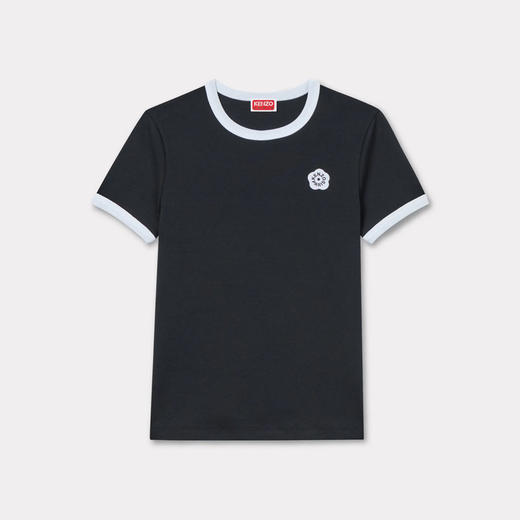 KENZO 高田贤三 女士“博克花2.0”刺绣徽标罗纹棉质圆领短袖T恤 黑色 FF52 TS156 4SJ 99J 商品图0