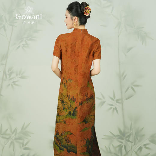 【富蕴山河】【香云纱】【红云纱】乔万尼新款100%真丝立领19MM冠乐绉旗袍中式典雅连衣裙EM2E871 商品图4