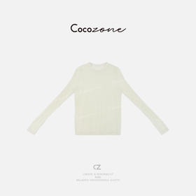 COCO ZONE 刘一一 【100绵羊毛】竖条纹圆领毛针织衫CD1A0404