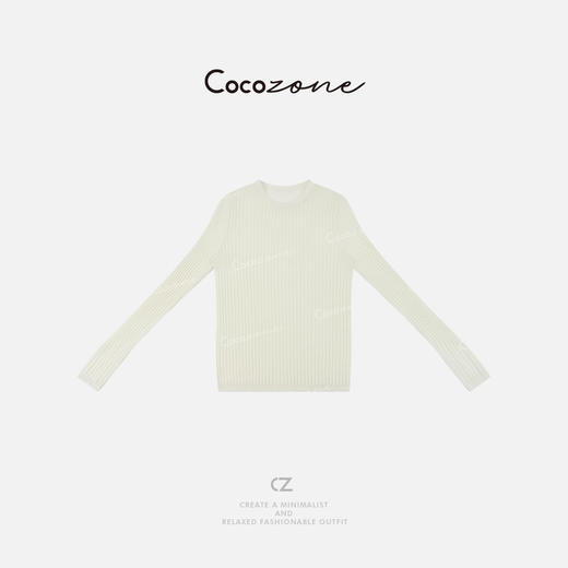 COCO ZONE 刘一一 【100绵羊毛】竖条纹圆领毛针织衫CD1A0404 商品图0