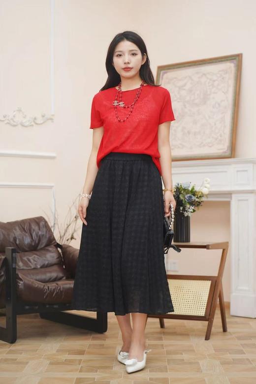 臣禾 圆领短袖卷边针织衫T恤S211090122 商品图3