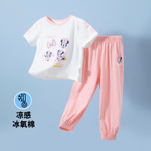 迪士尼【凉感防蚊裤套装】夏款女童套装冰感舒适T恤束脚长裤两件套ZD2DT018 商品图2