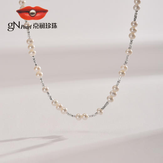 京润珍珠 寒星项链 S925银5-6mm近圆形淡水珍珠项链XL 商品图2
