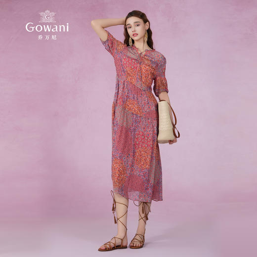 乔万尼真丝连衣裙100%桑蚕丝新款法式碎花EM2E879 商品图1