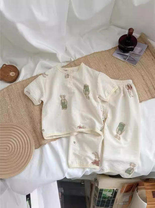 【超柔棉质，婴儿级舒适体验！】儿童夏款超柔云朵棉家居服套装 空调服儿童款睡衣透气-QQ 商品图2