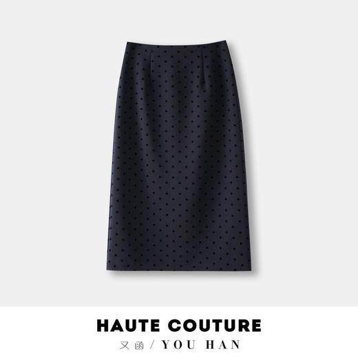 丁摩 春夏波点西装半身裙中长高档植绒圆点高腰通勤减龄半身裙休闲5ZF-862 商品图6