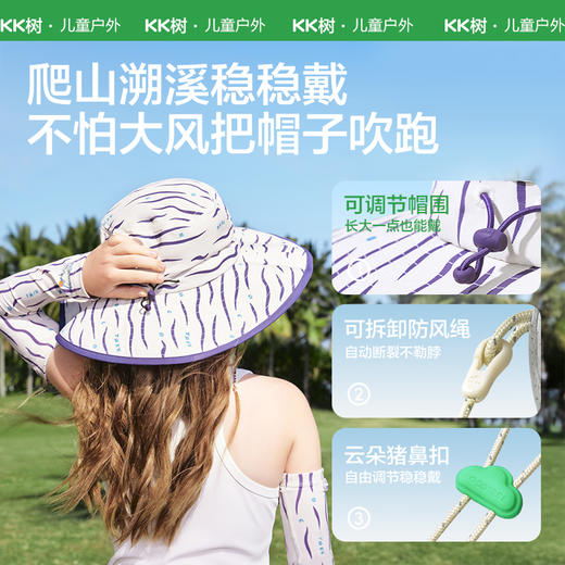 KK树儿童防晒帽男童女孩帽子宝宝遮阳帽太阳帽渔夫帽户外夏季薄款森森物语渔夫帽+冰袖 商品图4