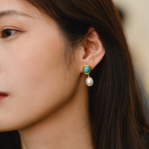 Pearl moments 幽兰露 绿松石旦形珍珠耳线【该商品不支持用券】 商品图0