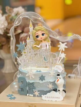 艾莎与雪宝冰雪世界蛋糕