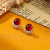 丁摩 红色新年耳环韩版轻奢锆石耳钉925银针高级感女精致耳饰5ZF-1274 商品缩略图5