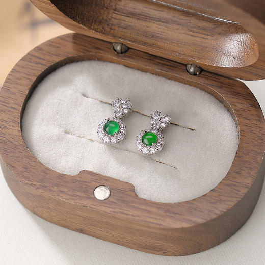 【萌芽之爱】S925纯银翡翠爱心圆珠耳饰【CW-ED03789】 商品图1