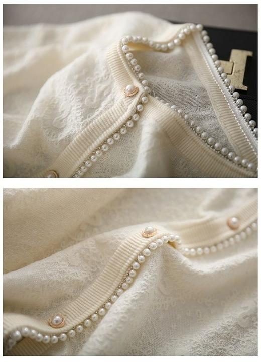 小香风钉珍珠羊冰丝提花针织开衫 商品图14