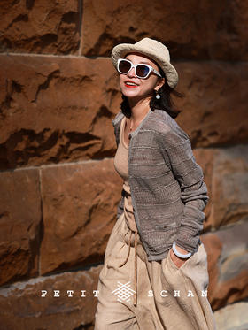 PETIT SCHAN小闪 CLO#793 clearance 游隙 亚麻棉混纺镂空针织开衫