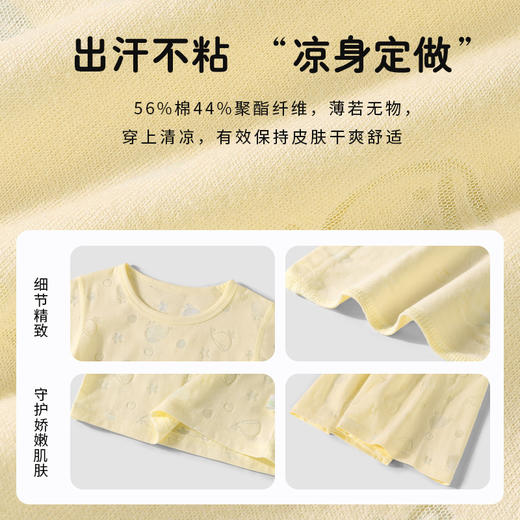 新款婴儿夏季烧花凉感短袖短裤套装新生儿睡衣男女宝宝外出服 商品图3