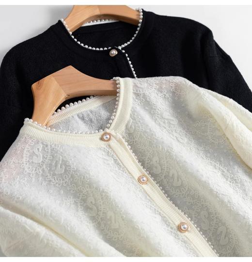 小香风钉珍珠羊冰丝提花针织开衫 商品图12