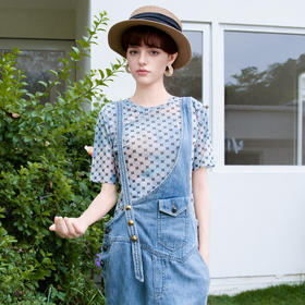 谜底薄款网纱T恤短袖女2025夏新款复古百搭圆领高弹上衣256MT6259