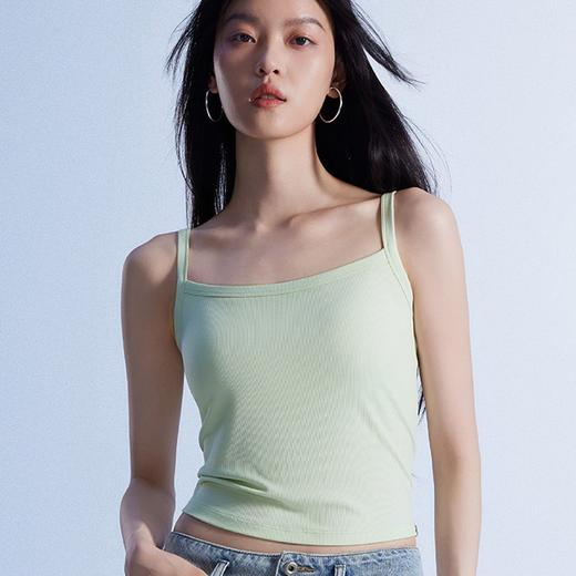 半练 冷气团清凉系列吊带凉感莫代尔内置胸垫平口罗纹吊带+U领无袖背心 商品图0