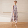 EITIE爱特爱温柔紫植物印花捏褶A字摆挂脖无袖连衣裙2025夏季新款B2507670 商品缩略图2